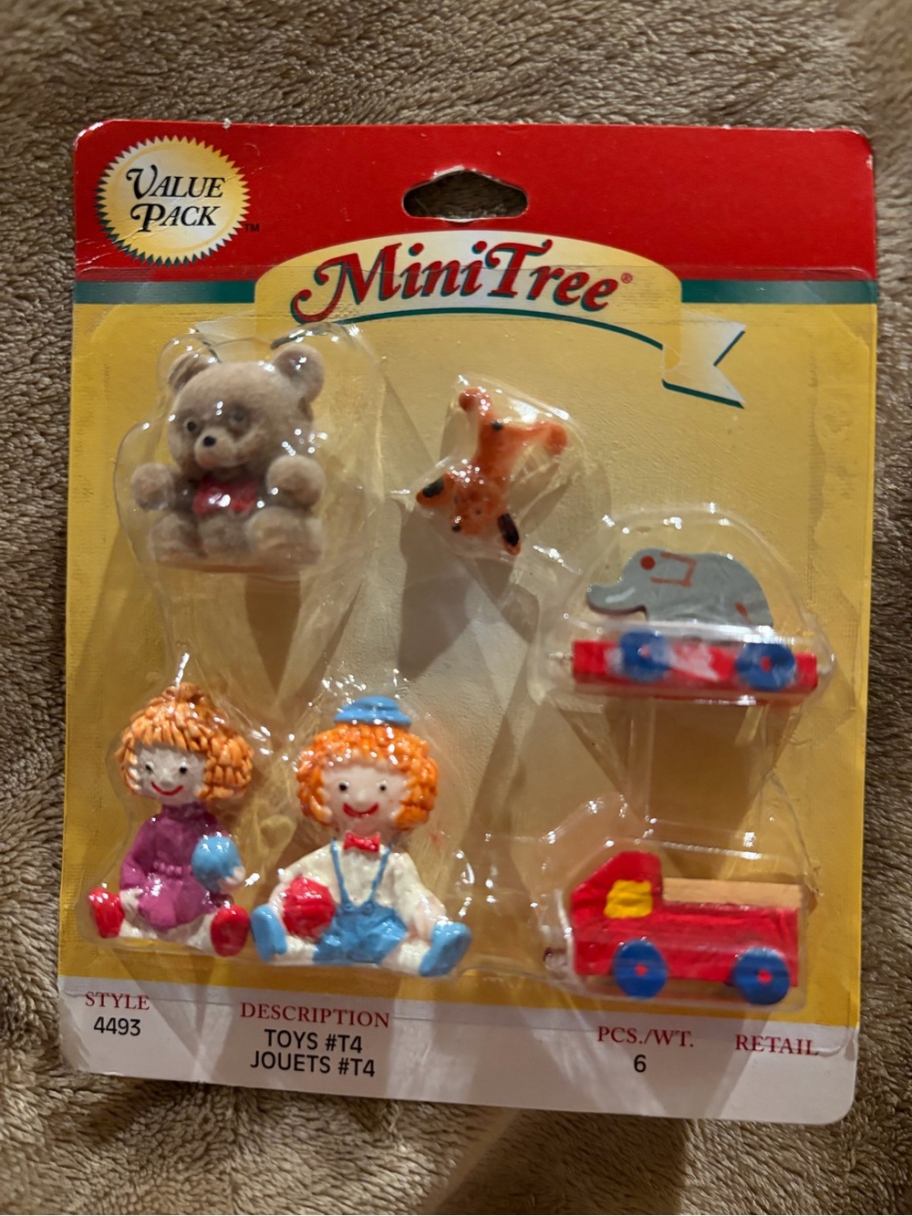 Westrim Mini Christmas Tree Toys #T4 Y2K #4493 1999 6 Pcs Dolls Wagon Bear Dog